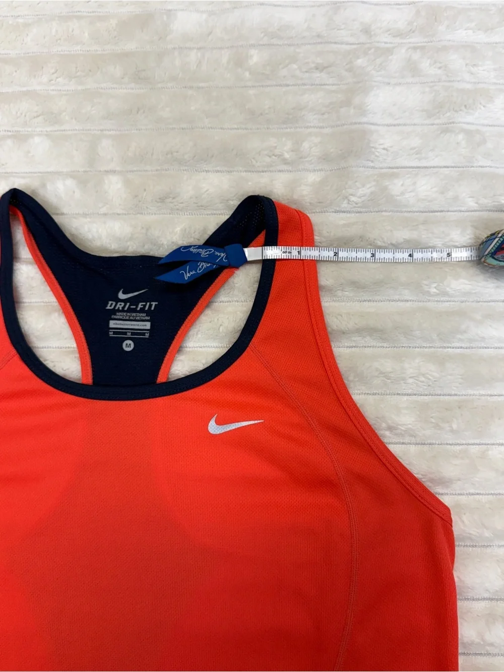 Nike: Women's Orange & Navy Dri-Fit Racerback Tank, Size M